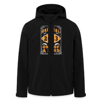 Jahrgang: Jahrgang 2023, hergestellt im Jahr 2023, 2 Jahre. Art_202 - Recycelte Männer Softshell-Jacke von Stanley/Stella - Schwarz - Vorne - AI Model Male 185 light (185cm)