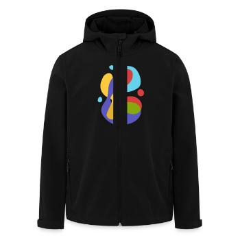 fluid abstract vintage - Men’s Recycled Softshell Jacket by Stanley/Stella - black - Front - AI Model Male 185 light (185cm)
