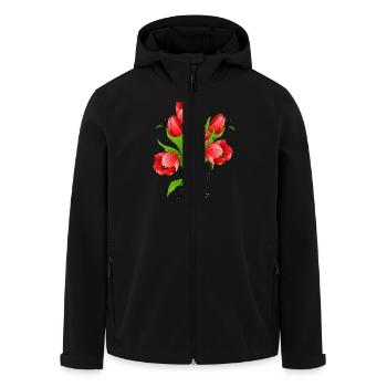 Flowers - Men’s Recycled Softshell Jacket by Stanley/Stella - black - Front - AI Model Male 185 light (185cm)