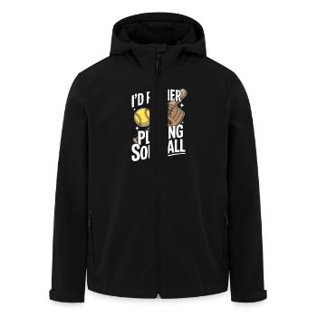 Ich würde lieber die Softball-Saison lustig spielen - Recycelte Männer Softshell-Jacke von Stanley/Stella - Schwarz - Vorne - AI Model Male 185 light (185cm)
