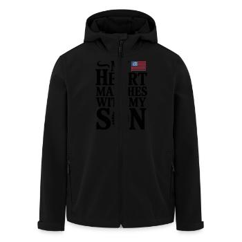 Mein Herz Marschiert Mit Meinem Sohn Am 4. Juli - Recycelte Männer Softshell-Jacke von Stanley/Stella - Schwarz - Vorne - AI Model Male 185 light (185cm)