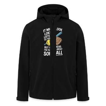 Lustiger Softball Spieler Fänger Pitcher Softball - Recycelte Männer Softshell-Jacke von Stanley/Stella - Schwarz - Vorne - AI Model Male 185 light (185cm)