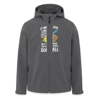 Funny Softball Player Catcher Pitcher Softball - Men’s Recycled Softshell Jacket by Stanley/Stella - anthracite - Front - AI Model Male 185 light (185cm)