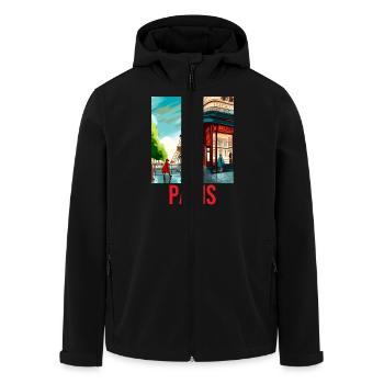 Traditional Paris T-Shirt Souvenir - Men’s Recycled Softshell Jacket by Stanley/Stella - black - Front - AI Model Male 185 light (185cm)