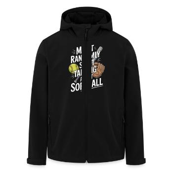 Lustige Softball-Saison Baseball-Pitcher-Catcher - Recycelte Männer Softshell-Jacke von Stanley/Stella - Schwarz - Vorne - AI Model Male 185 light (185cm)