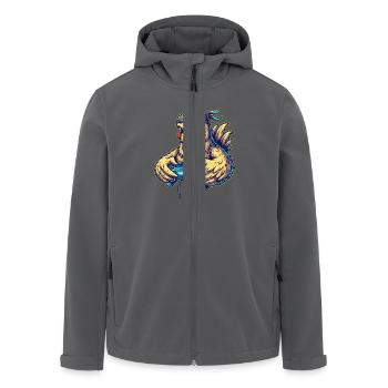 Gambler Chicken : Game On ! 🐔🎮 Joueur drôle - Veste softshell homme en polyester recyclé Stanley/Stella - noir - Devant - AI Model Male 185 light (185cm)