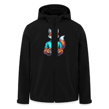 Fox gaming: Your animal gamer buddy! - Men’s Recycled Softshell Jacket by Stanley/Stella - black - Front - AI Model Male 185 light (185cm)