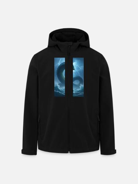 Jörmungandr, nordisk søorm af skandinavisk - Stanley/Stella herre softshelljakke i genanvendt polyester - sort