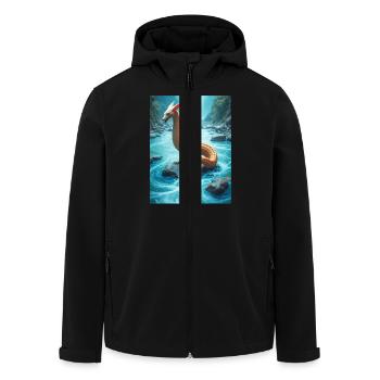 Nguruvilu, Mapuche fish‑fox of Chilean river folkl - Men’s Recycled Softshell Jacket by Stanley/Stella - black - Front - AI Model Male 185 light (185cm)
