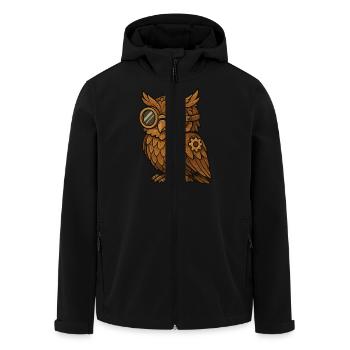 Owl Steampunk - Men’s Recycled Softshell Jacket by Stanley/Stella - black - Front - AI Model Male 185 light (185cm)