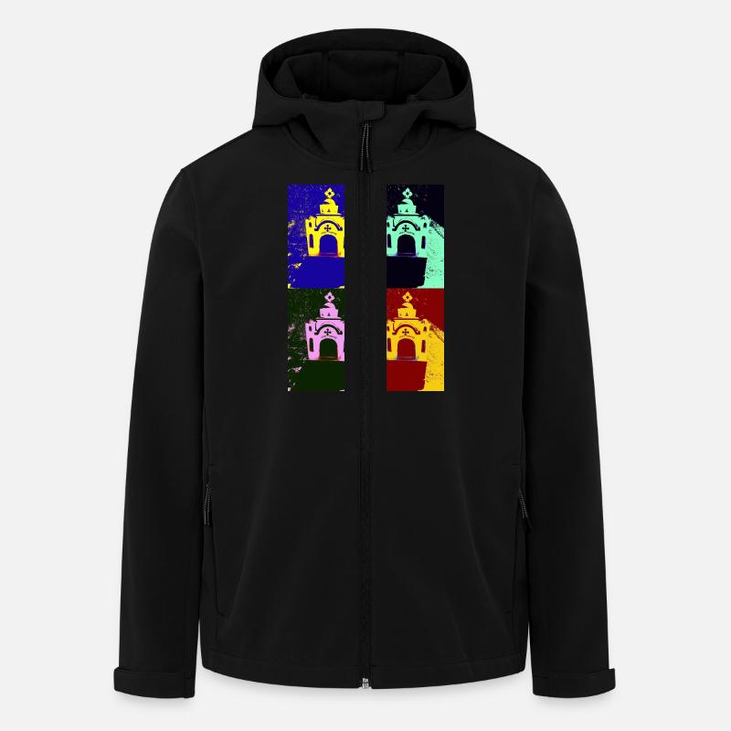 Pop art Grèce - Veste softshell homme en polyester recyclé Stanley/Stella - noir