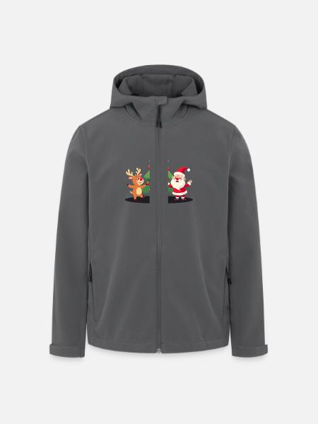 Rentier, Weihnachtsbaum & Santa für Weihnachten - Recycelte Männer Softshell-Jacke von Stanley/Stella - Schwarz