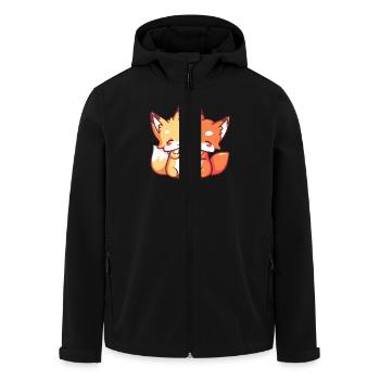 Fuchs Paar Liebe Valentinstag - Recycelte Männer Softshell-Jacke von Stanley/Stella - Schwarz - Vorne - AI Model Male 185 light (185cm)