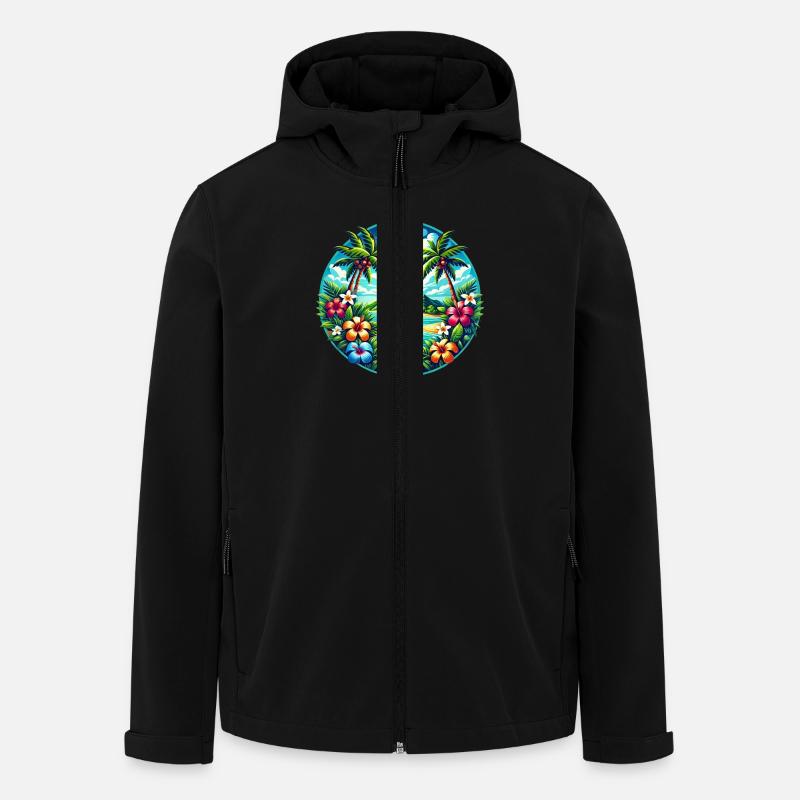 Karibische Insel Logo - Recycelte Männer Softshell-Jacke Discoverer von Stanley/Stella - Schwarz