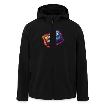 80's Night Mix retro Kassette Musik Mixtape Disco - Recycelte Männer Softshell-Jacke von Stanley/Stella - Schwarz - Vorne - AI Model Male 185 light (185cm)
