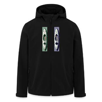 Kayak Canoe Paddle Boat on the water Sports - Men’s Recycled Softshell Jacket by Stanley/Stella - black - Front - AI Model Male 185 light (185cm)