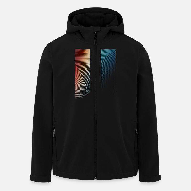 motif géométrique abstrait vague spirale - Veste softshell homme en polyester recyclé Stanley/Stella - noir