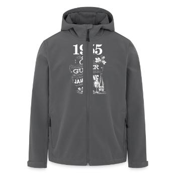 1955 Geburtsjahr Geburtstag Jahrgang - Recycelte Männer Softshell-Jacke von Stanley/Stella - Schwarz - Vorne - AI Model Male 185 light (185cm)