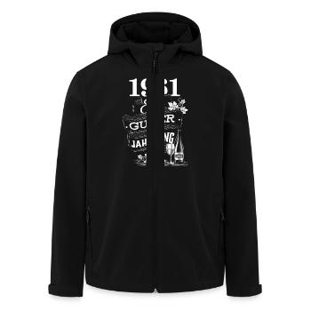1961 Geburtsjahr Geburtstag Jahrgang - Recycelte Männer Softshell-Jacke von Stanley/Stella - Schwarz - Vorne - AI Model Male 185 light (185cm)