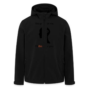 You Pray. I Think. - Men’s Recycled Softshell Jacket by Stanley/Stella - black - Front - AI Model Male 185 light (185cm)