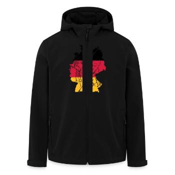 scratch cracks map country 3 colors germany nation - Men’s Recycled Softshell Jacket by Stanley/Stella - black - Front - AI Model Male 185 light (185cm)