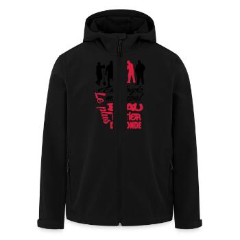 MOTIF DESIGN HUMOUR POUR HOMME VISUEL MIXTE - Veste softshell homme en polyester recyclé Stanley/Stella - noir - Devant - AI Model Male 185 light (185cm)