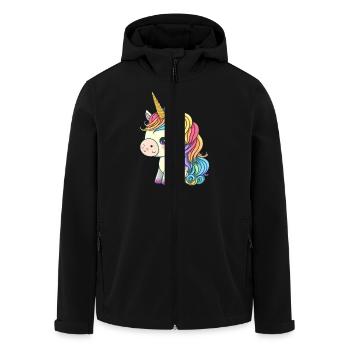 00246 süßes Baby Einhorn mit Regenbogenmähne - Recycelte Männer Softshell-Jacke von Stanley/Stella - Schwarz - Vorne - AI Model Male 185 light (185cm)