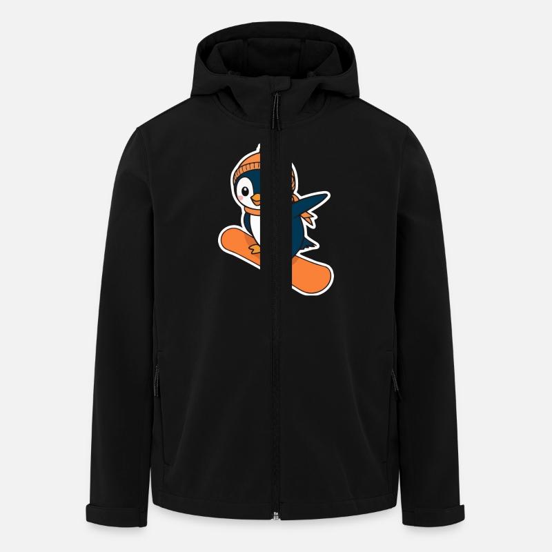 Penguin on a snowboard - Men’s Recycled Softshell Jacket by Stanley/Stella - black