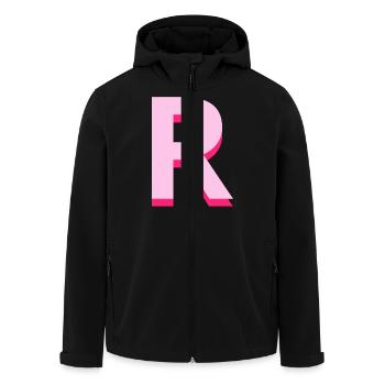 Lettre r rose pop et moderne - Veste softshell homme en polyester recyclé Stanley/Stella - noir - Devant - AI Model Male 185 light (185cm)