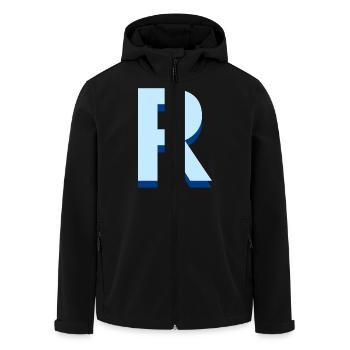 Lettre r bleu pop et moderne - Veste softshell homme en polyester recyclé Stanley/Stella - noir - Devant - AI Model Male 185 light (185cm)