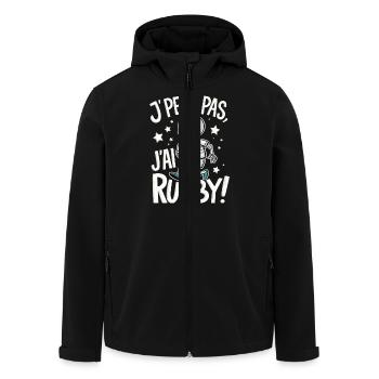 J' peux pas j'ai Rugby ! - Veste softshell homme en polyester recyclé Stanley/Stella - noir - Devant - AI Model Male 185 light (185cm)