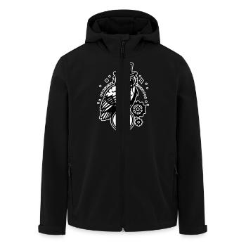 Steampunk Eule und Uhr Design - Recycelte Männer Softshell-Jacke von Stanley/Stella - Schwarz - Vorne - AI Model Male 185 light (185cm)