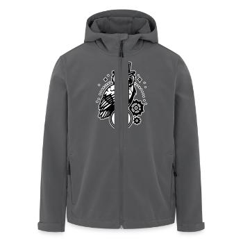Conception de hibou et d’horloge steampunk - Veste softshell homme en polyester recyclé Stanley/Stella - charbon - Devant - AI Model Male 185 light (185cm)