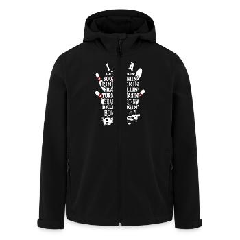 Bowling Beast - Men’s Recycled Softshell Jacket by Stanley/Stella - black - Front - AI Model Male 185 light (185cm)
