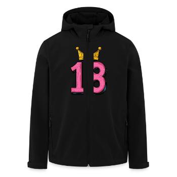 18 Zahl Trikot Krone - Recycelte Männer Softshell-Jacke von Stanley/Stella - Schwarz - Vorne - AI Model Male 185 light (185cm)