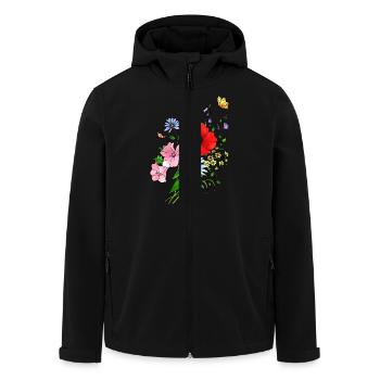 Flowers - Men’s Recycled Softshell Jacket by Stanley/Stella - black - Front - AI Model Male 185 light (185cm)