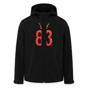 83 Number Krone - Men’s Recycled Softshell Jacket by Stanley/Stella - black - Front - AI Model Male 185 light (185cm)