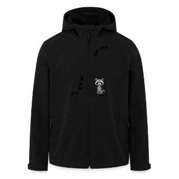Racoon with tracks - Men’s Recycled Softshell Jacket by Stanley/Stella - black - Front - AI Model Male 185 light (185cm)