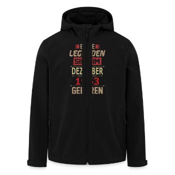 DEZEMBER 1963 - Recycelte Männer Softshell-Jacke von Stanley/Stella - Schwarz - Vorne - AI Model Male 185 light (185cm)
