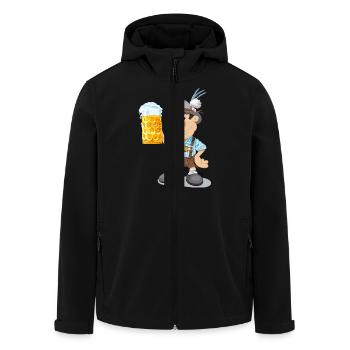 Beer beer mug Lederhosen Man Cartoon - Men’s Recycled Softshell Jacket by Stanley/Stella - black - Front - AI Model Male 185 light (185cm)