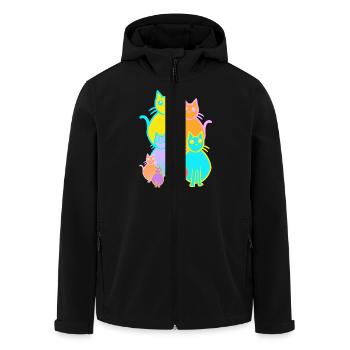 années 80 des années 90 chats chat famille enfants enfant - Veste softshell homme en polyester recyclé Stanley/Stella - noir - Devant - AI Model Male 185 light (185cm)
