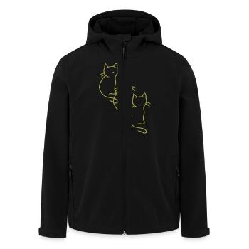 Chats, Chatons, Chats, Parents de chats, Chat domestique, Années 80 - Veste softshell homme en polyester recyclé Stanley/Stella - noir - Devant - AI Model Male 185 light (185cm)