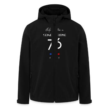 La vie est meilleure en SEINE MARITIME Rouen 76 - Veste softshell homme en polyester recyclé Stanley/Stella - noir - Devant - AI Model Male 185 light (185cm)