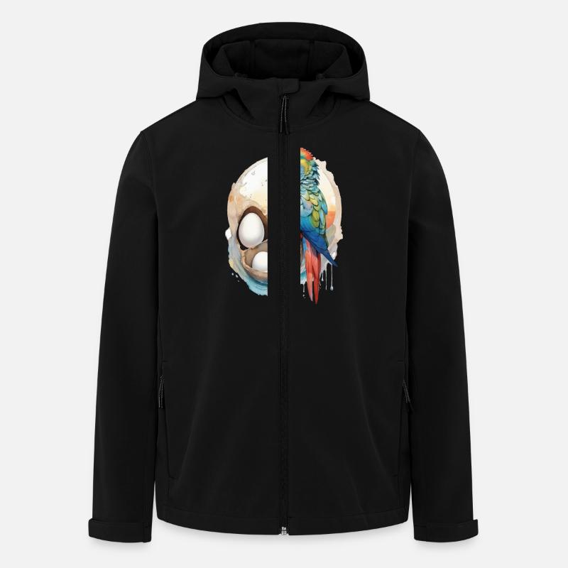 Perroquet Aquarelle - Veste softshell homme en polyester recyclé Stanley/Stella - noir