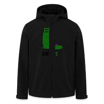 Cattus – Kaktuskatze Doodle, grüne Katze mit Stacheln. - Recycelte Männer Softshell-Jacke von Stanley/Stella - Schwarz - Vorne - AI Model Male 185 light (185cm)
