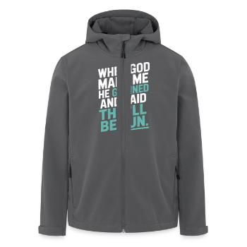 Quand Dieu m’a fait, il a souri ! - Veste softshell homme en polyester recyclé Stanley/Stella - charbon - Devant - AI Model Male 185 light (185cm)
