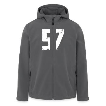 57 Number Vintage - Men’s Recycled Softshell Jacket by Stanley/Stella - black - Front - AI Model Male 185 light (185cm)