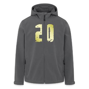 20 Zahl Vintage - Recycelte Männer Softshell-Jacke von Stanley/Stella - Schwarz - Vorne - AI Model Male 185 light (185cm)