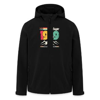 Vintage Limited edition 1999 - Men’s Recycled Softshell Jacket by Stanley/Stella - black - Front - AI Model Male 185 light (185cm)