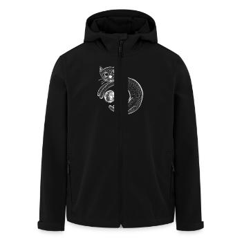 Playful Cat (White) - Men’s Recycled Softshell Jacket by Stanley/Stella - black - Front - AI Model Male 185 light (185cm)